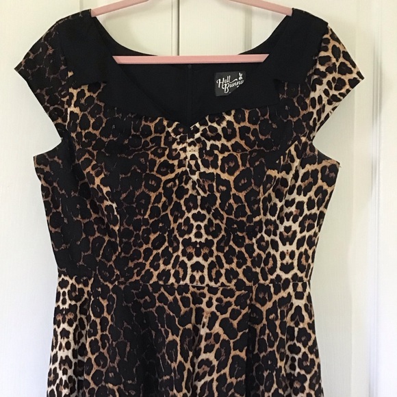 Hell Bunny animal print fit and flare dress Sz L - Picture 3 of 5